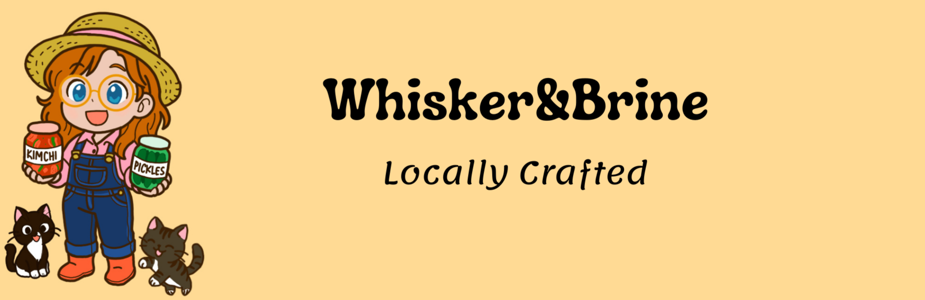 Footer Banner Logo with kimchi and pickle jars with cats